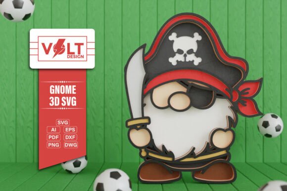 Pirate Halloween Gnome SVG Layered Cut