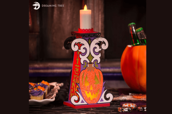 Pumpkin Candle Halloween Paper Craft Holder