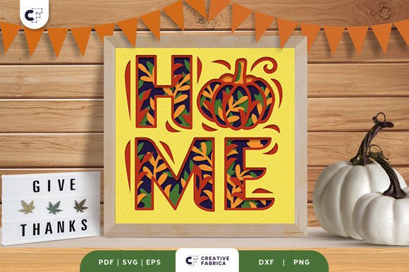 Pumpkin HOME Autumn SVG Shadow Box