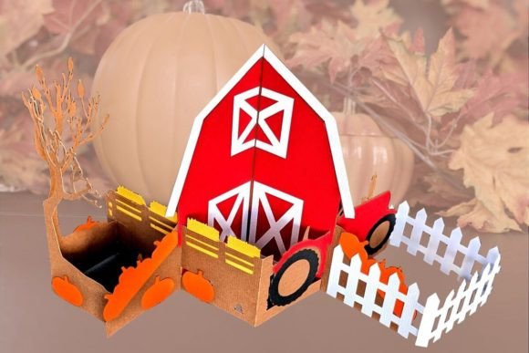 Pumpkin Patch Fall SVG Barn Card