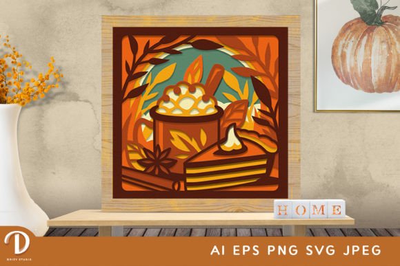 Pumpkin Spice Fall Shadow Box Drink Decor