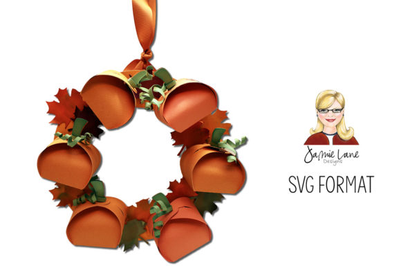Round Pumpkin Fall Wreath SVG Cut File