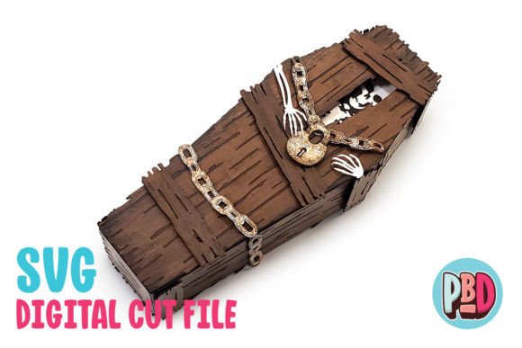 Skeleton Halloween Coffin SVG Papercraft