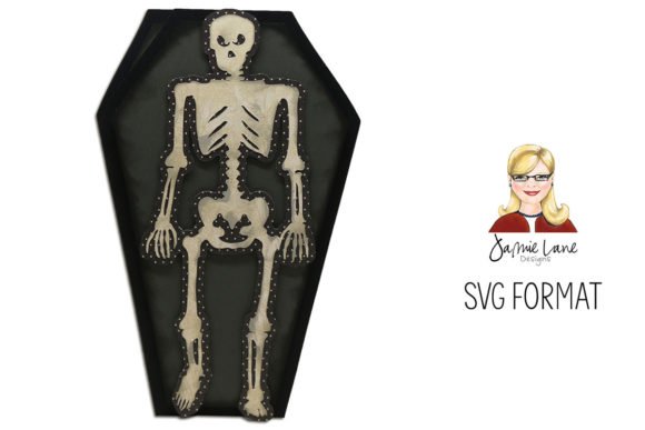 Skeleton Halloween Coffin SVG Card