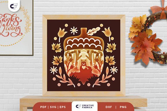 Squirrel Acorn Svg Shadow Box Scene