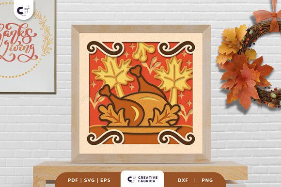 Pumpkin Supper Turkey Shadow Box Scene