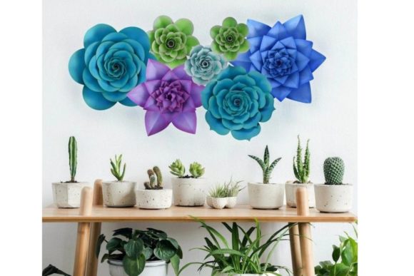 Succulent Trio Giant Flower SVG Templates