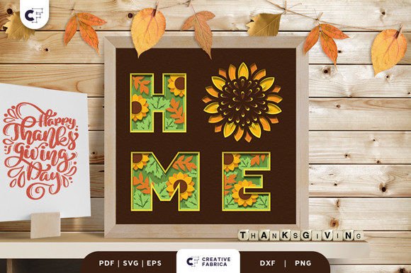 Sunflower Home Fall Shadow Box Sign