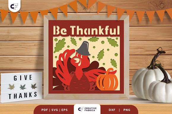 Pilgrim Hat Turkey Shadow Box Thankful Scene