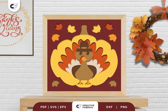 Thanksgiving Turkey SVG Paper Cut Scene