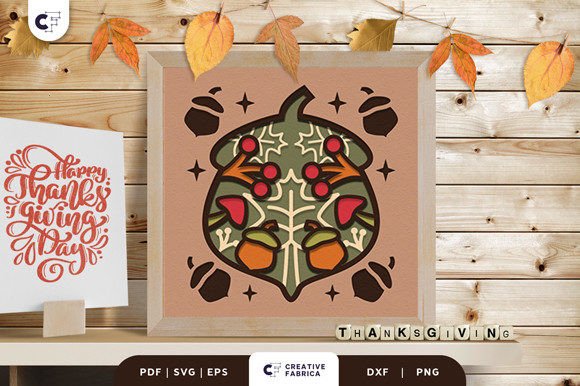 Harvest Acorn Svg Paper Cut Art