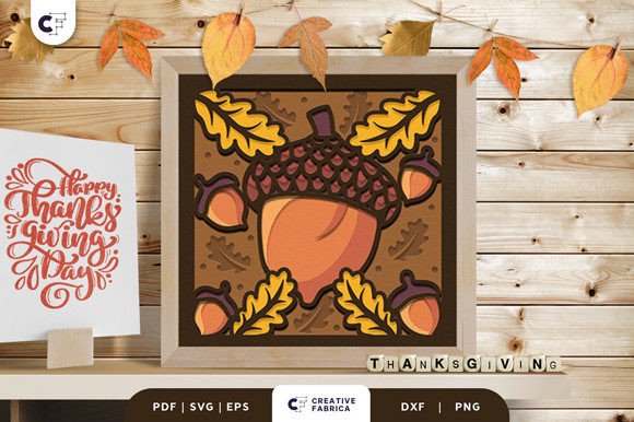Thanksgiving Acorn Svg 3D Paper Cut