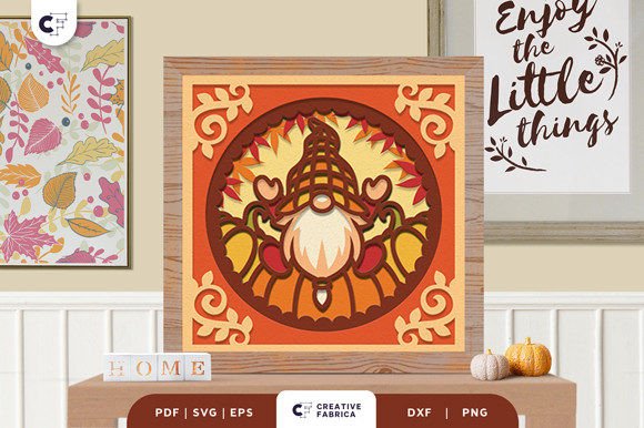 Thanksgiving Gnome Fall Shadow Box Art