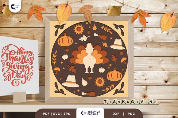 Pilgrim Turkey SVG Harvest Shadow Box