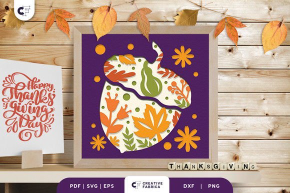 Thanksgiving Leaves Acorn Svg Shadow Box