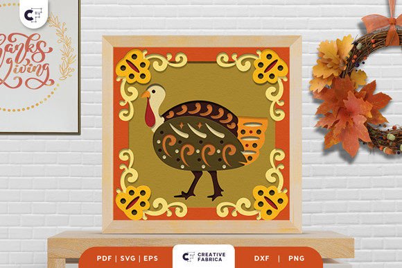 Folk Thanksgiving Turkey Svg Light Box