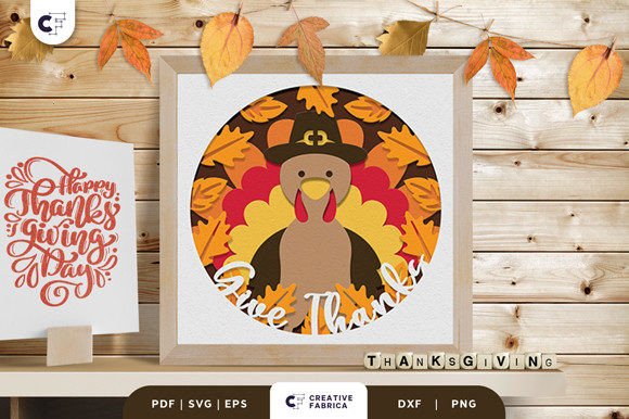 Give Thanks Turkey Shadow Box Circular Display