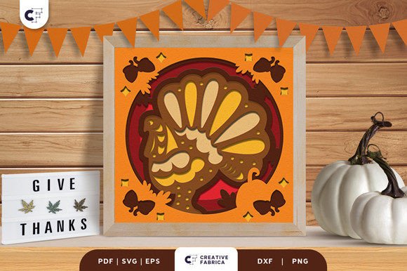 Acorn-Framed Turkey Shadow Box Portrait