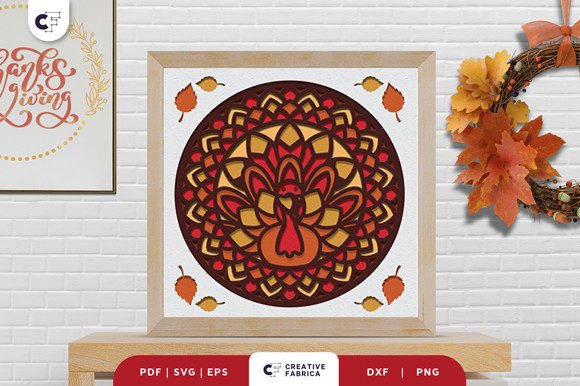 Festive Mandala Turkey Shadow Box Glow