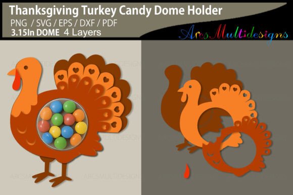 Festive Turkey SVG Candy Dome Holder