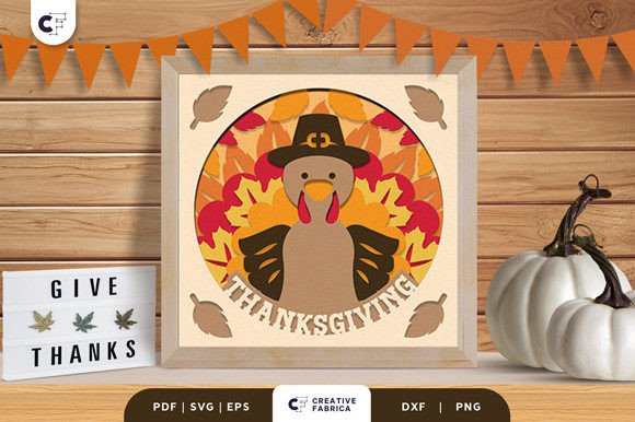 Pilgrim Leaves Turkey Shadow Box Tribute