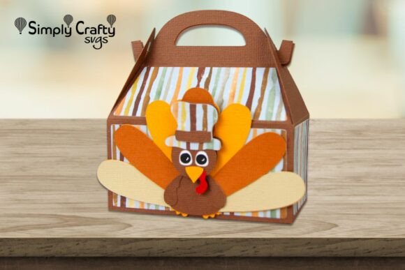Cheerful Gable Turkey SVG Favor Box