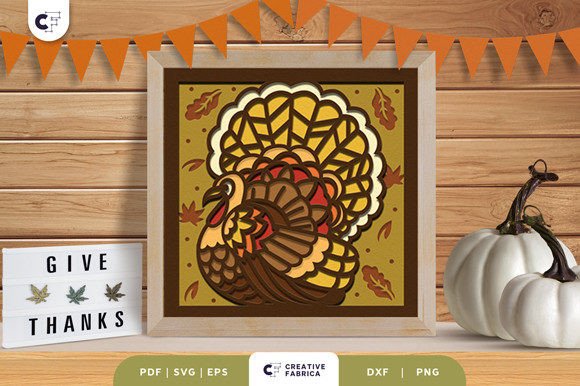 Falling Leaves Turkey Shadow Box Portrait