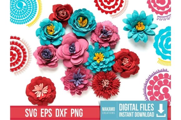 Two-Tone Rolled Flower Bundle SVG Set