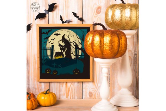 Multilayer Witch Svg Shadow Box Art