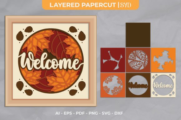 Welcome Autumn Fall Shadow Box Scene