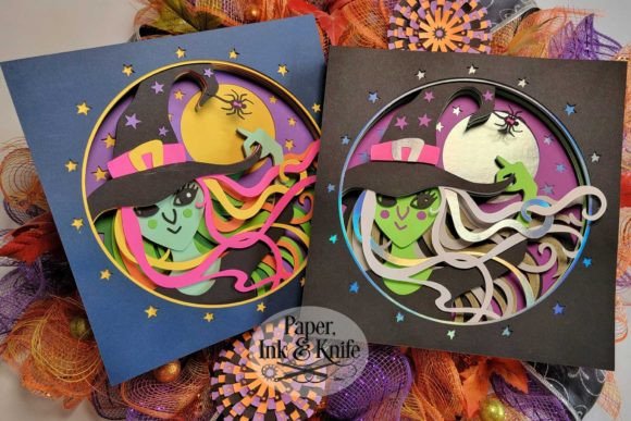 Windy Shadow Box Witch Svg Scene
