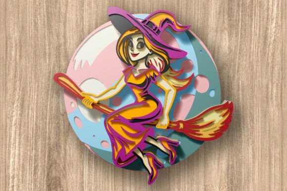 Multilayer Witch Svg Paper Cut