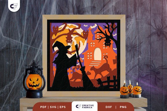 Layered Paper Witch Svg Light Box