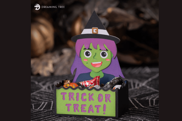Layered Witch Svg Treat Holder Design