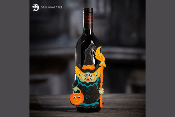 Wine Bottle Witch Svg Wrap For Halloween