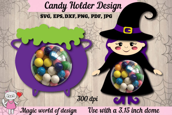 Witch and Cauldron Halloween Candy Dome