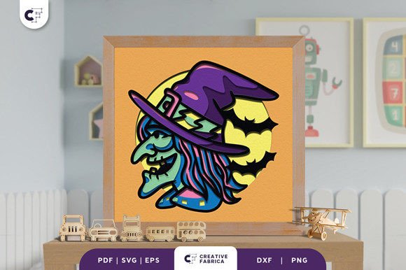 Big Hat Witch Svg Shadow Box Art