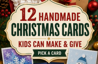 Cover for 12 handmade Christmas cards kids can make and give.