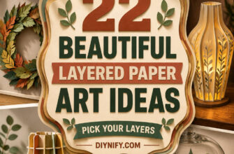 Cover for 22 layered paper art ideas featuring dimensional paper decor previews.