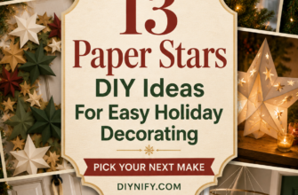 Cover for 13 paper stars DIY ideas for easy holiday decorating.