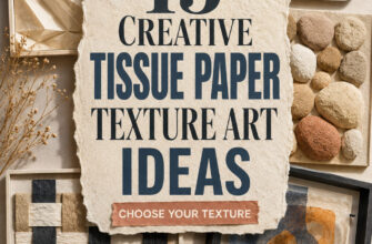 Pinterest-style cover previewing five modern tissue paper wall texture projects around a central title panel.