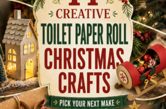 Cover for 14 toilet paper roll Christmas crafts made from saved cardboard tubes.