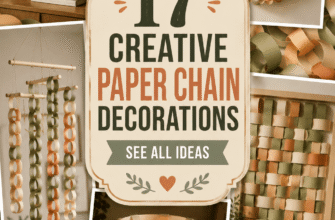 Pinterest-style cover previewing five creative paper chain home decor projects around a central title.
