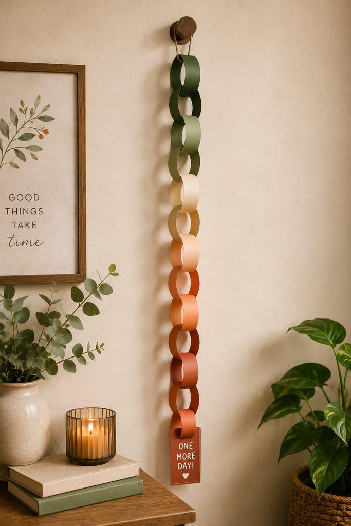 Vertical paper countdown chain with grouped colors and an accessible bottom link.