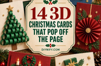 Cover for 14 3D Christmas cards with sculpted, folded, layered, and raised holiday paper card previews.