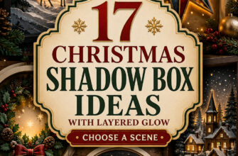 Cover for 17 Christmas shadow box ideas featuring layered paper scenes and holiday glow.