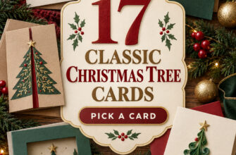 Cover for 17 handmade Christmas tree cards with classic paper, stitching, window, fold, and dimensional designs.