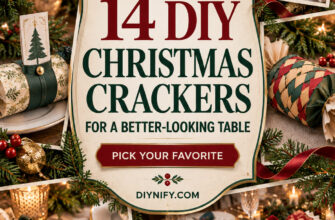 Cover for 14 DIY Christmas crackers featuring varied handmade holiday table designs.