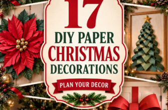 Cover for 17 DIY paper Christmas decorations featuring varied large-scale holiday paper crafts.