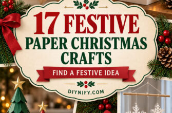 Pinterest-style cover for 17 paper Christmas crafts with varied handmade holiday projects.